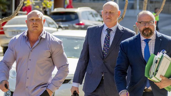 Former NRL player Anthony Watts arriving at Southport Courthouse with his lawyers on Friday. Picture: Jerad Williams