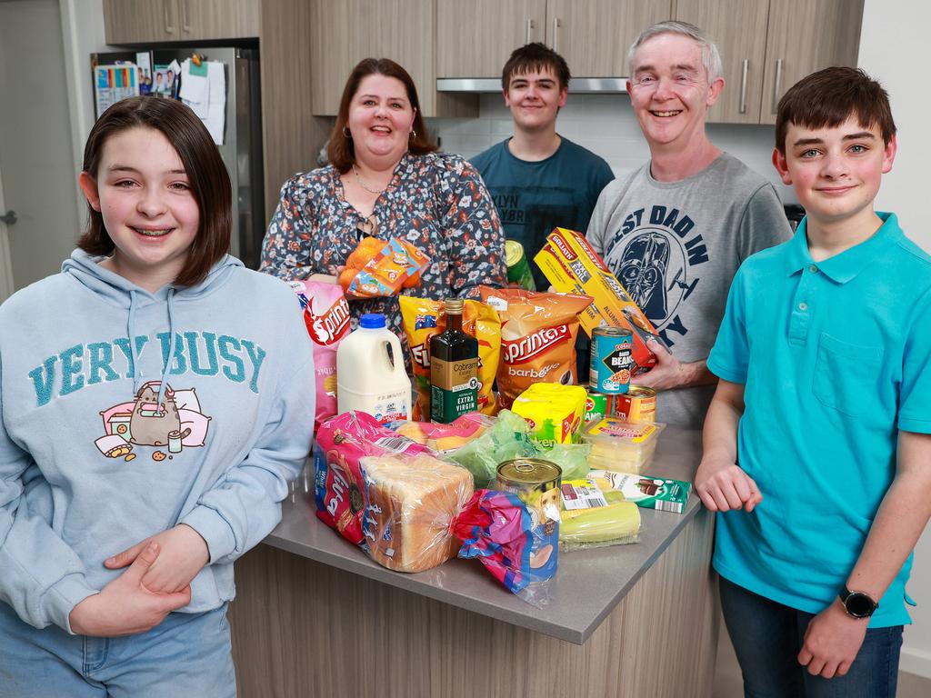 The Priestley family — Emily, 15, Denia, Peter, 17, Mark, and Ben, 13 — have been looking at ways to save money. Picture: Justin Lloyd