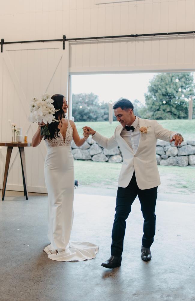 The newlyweds shared a first dance to Say You Won’t Let Go by James Arthur. Photo: Courtney, Black Palm Collective