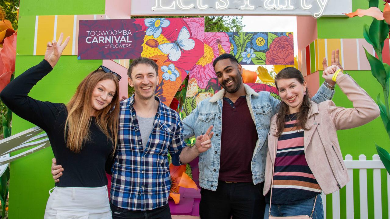 (From left) Nicole Caddy, Jared Steen, Sai Pasha and Nicola Brown. Toowoomba Carnival of Flowers Festival of Food and Wine. Friday, September 13, 2024. Picture: Nev Madsen