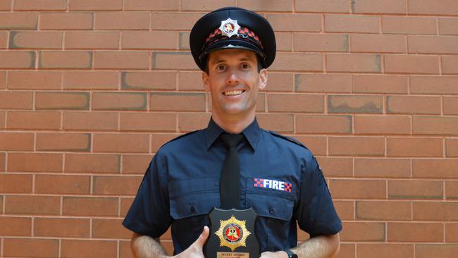 Mount Gambier's Jeremy Aston received a Merit Award for Outstanding Academic Performance among the MFS's newest recruits. Picture: MFS