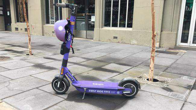 An e-scooter in Adelaide CBD. Picture: Liam Cohen