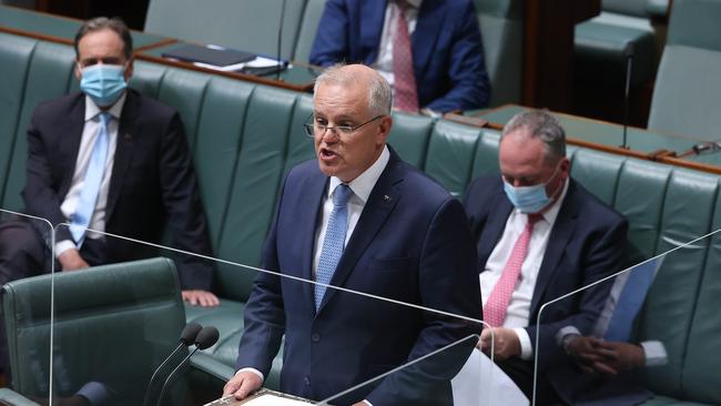 Prime Minister Scott Morrison made an official apology to victims of sexual harassment, bullying and violence in the building in Parliament House in Canberra. Picture: NCA Newswire/Gary Ramage