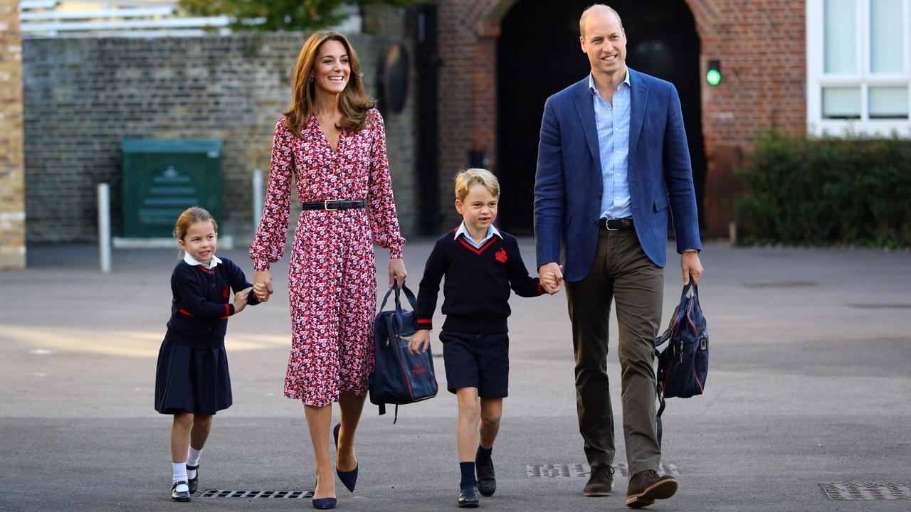 The family on Charlotte’s first day of school this year. Picture: Aaron Chown/Pool/AFP