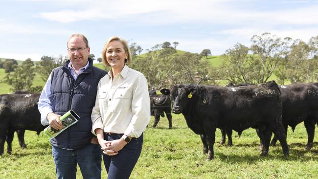 Lawson Angus principals Harry and Ruth Lawson on their Yea property. Picture: Dannika Bonser