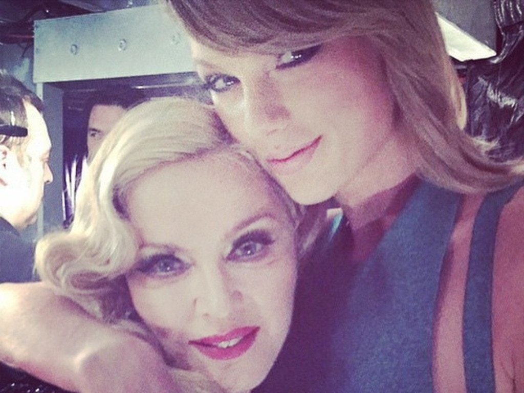 Madonna gets cosy with Taylor Swift posting, " #livingforlove backstage with Taylor! #rebelhearts" Picture: Instagram