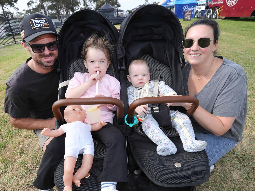 Daniel Andrews, Poppy, 2, Darcy, 1, and Georgie Andrews. Picture: Mark Wilson