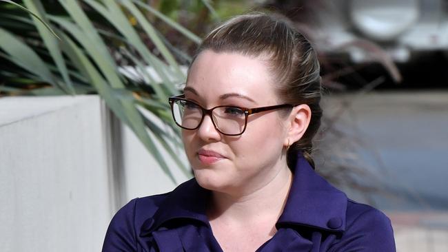 Thunder River Rapids ride operator Courtney Williams is seen arriving at the inquest into the Dreamworld disaster. Picture: AAP Image/Darren England