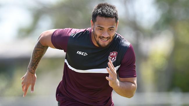 Phillip Sami during a Queensland Maroons State of Origin training session. (Photo by Matt Roberts/Getty Images)