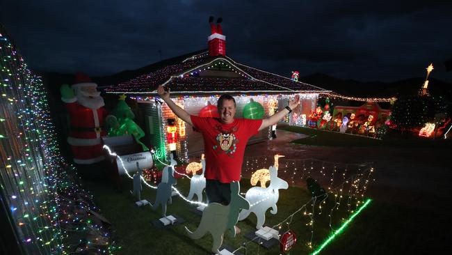 Jason Surch from Pacific Pines is excited to enter the Bulletin's Christmas lights competition this year. Some of his display at his home. Picture Glenn Hampson