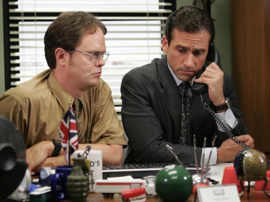 Rainn Wilson and Steve Carrell in <i>The Office</i>.