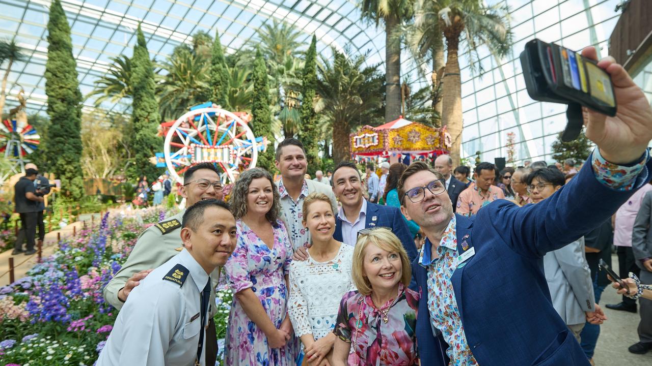 Toowoomba mayor Geoff McDonald led a council delegation to Singapore to witness the opening of the Toowoomba Carnival of Flowers display.