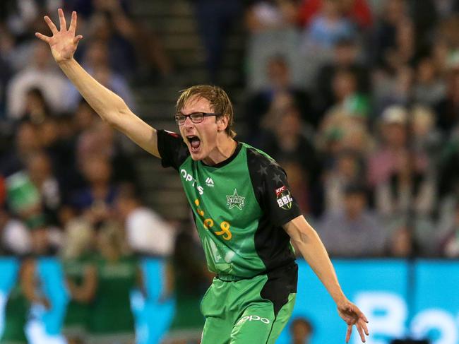 Essendon spinner Liam Bowe appeals for a wicket while playing for Melbourne Stars. Picture: Getty Images. 