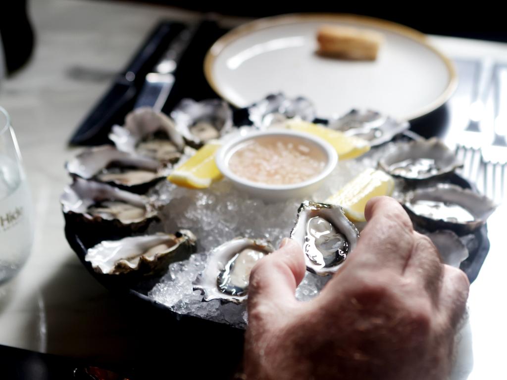 The Coffin Bay oysters at Black Hide. Picture: Steve Pohlner