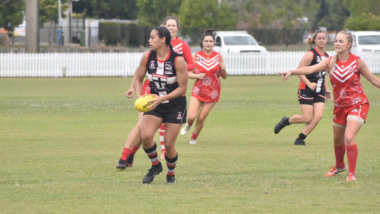 Simone Butschle in the North Mackay Saints and Eastern Swans clash in the senior women's McDonald's Mackay Cup, August 21, 2021. Picture: Matthew Forrest
