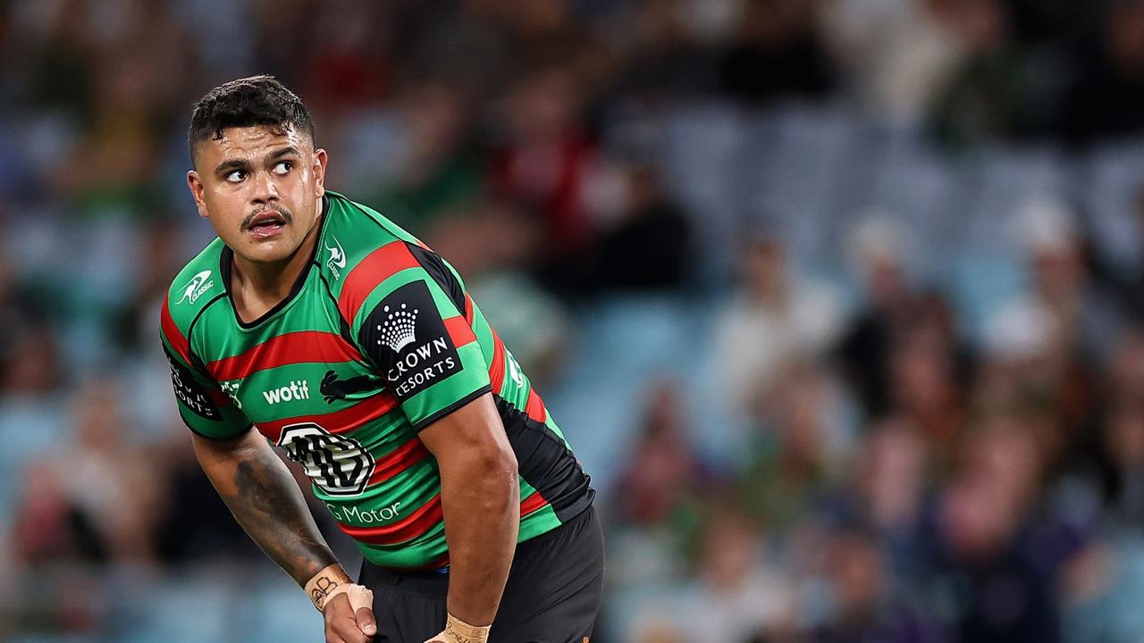 SYDNEY, AUSTRALIA - MARCH 31: Latrell Mitchell of the Rabbitohs looks on during the round five NRL match between the South Sydney Rabbitohs and Melbourne Storm at Accor Stadium on March 31, 2023 in Sydney, Australia. (Photo by Cameron Spencer/Getty Images)