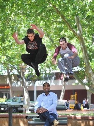 ramsay onkaparinga council place attract launches initiative reuben neale parkour nelson brooks ndung officer wilson jump crew members development community
