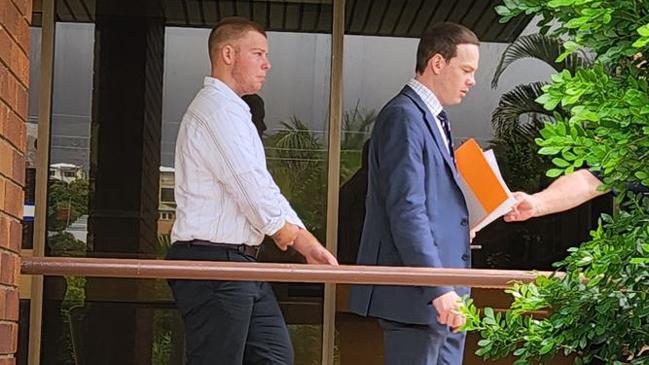 Lochlin Bailey Smith, 19, (left) leaves Yeppoon Courthouse with solicitor Dominic Jorgensen on March 13.