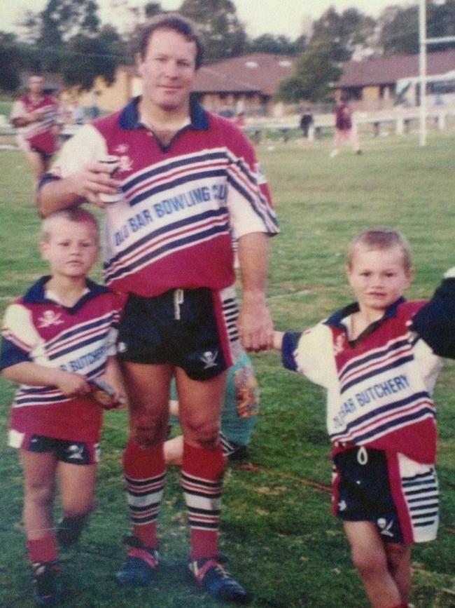 Boyd Cordner (right) with his dad and brother Dane, aged five.