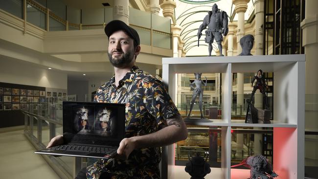 Character artist Alexander Owen in the CDW’s new facility in the Myer Centre. Picture: Naomi Jellicoe