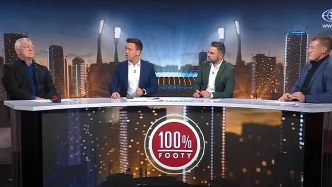 Phil Gould (left) and Paul Gallen (right) trade blows on 100% Footy on Channel 9.