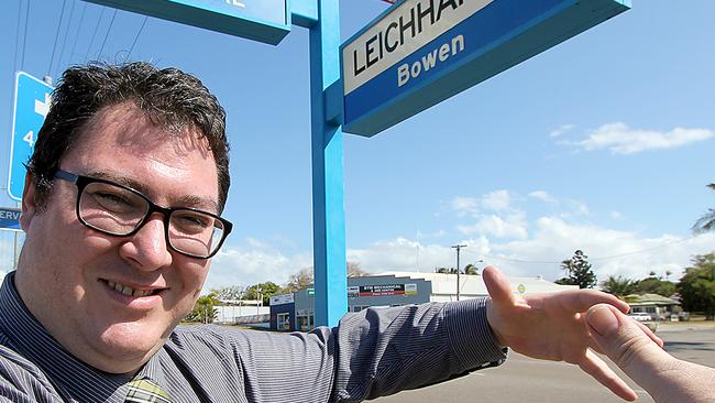Member for Dawson George Christensen at the site of the Livingstone and Leichhardt streets roundabout in Bowen being funded through the federal Roads to Recovery program.