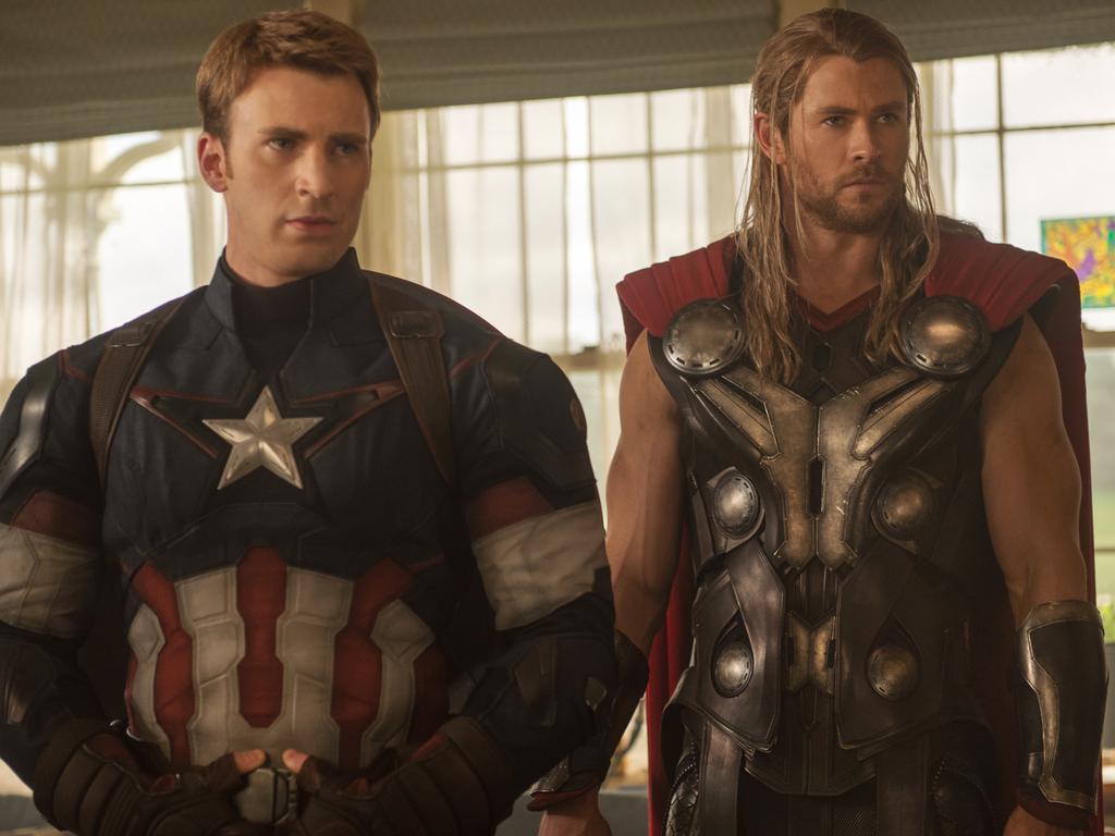 Evans (left) as Captain America. Picture: Marvel