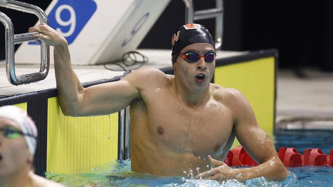 Kai Taylor of Australia reacts after winning the Men's 200m Freestyle Final. (Photo by Daniel Pockett/Getty Images)