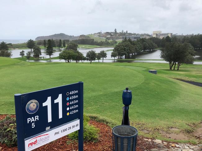 A watery view from the 11th tee at Mona Vale golf course.