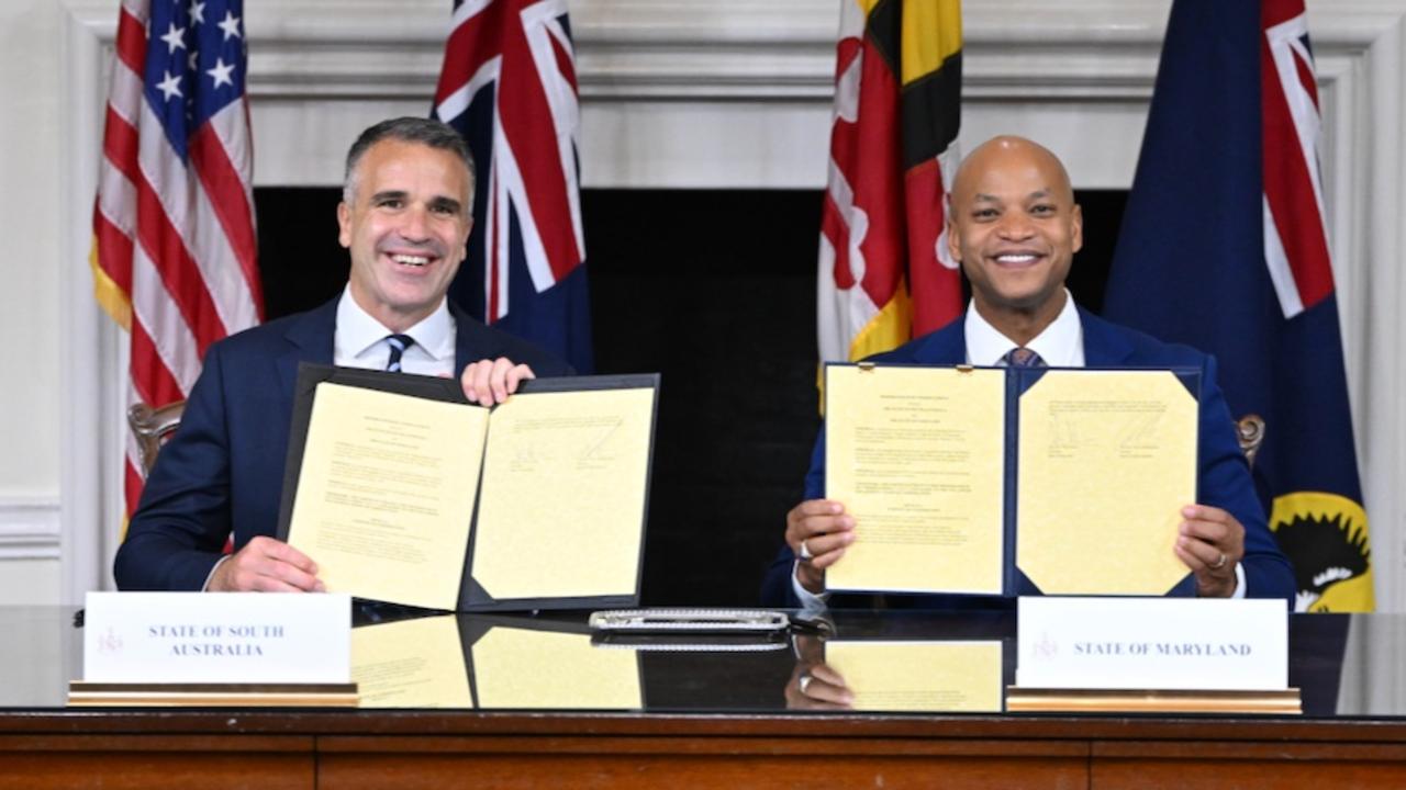 Premier Peter Malinauskas and Maryland Governor Wes Moore after signing an AUKUS submarine workforce pact. Picture: Supplied