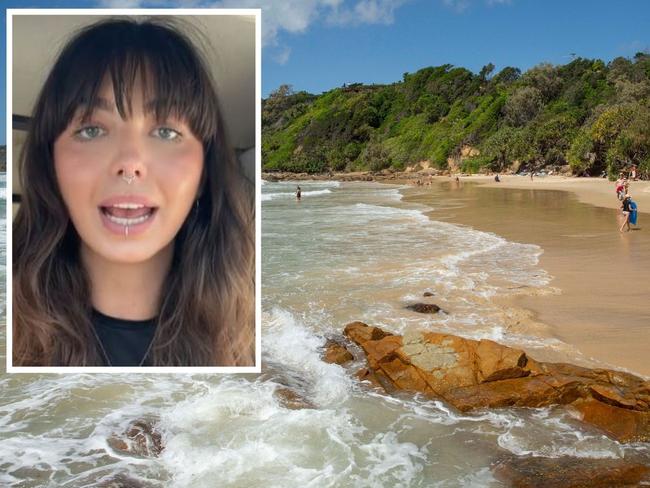 Ashleigh Blake has given an expletive-laden social media monologue after filming a man masturbating towards her and teenage girls at a popular Sunshine Coast beach.Â 