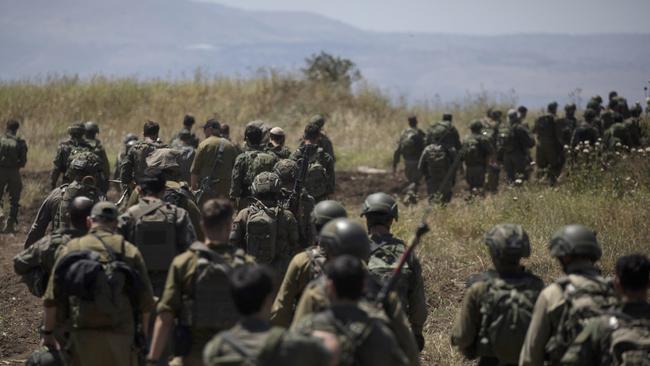 Israeli reserve combat troops take part in a training drill in the Golan Heights. Picture: Getty Images