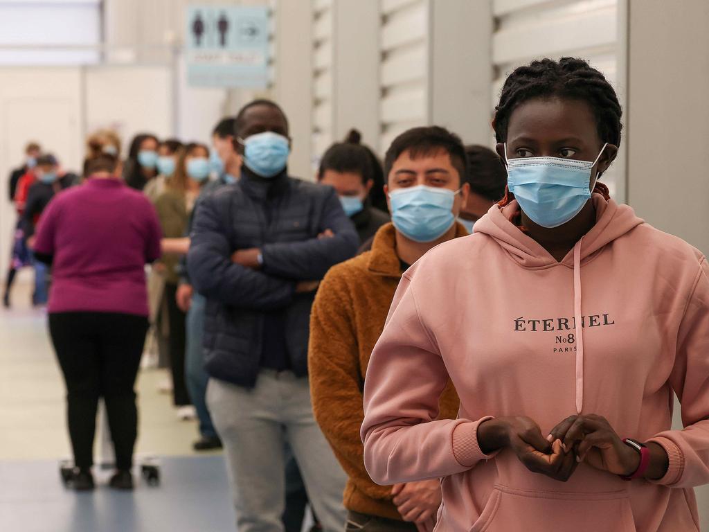 Aged care and disability care workers line up for their vaccine at the Melbourne Showgrounds. Picture: NCA NewsWire/Ian Currie