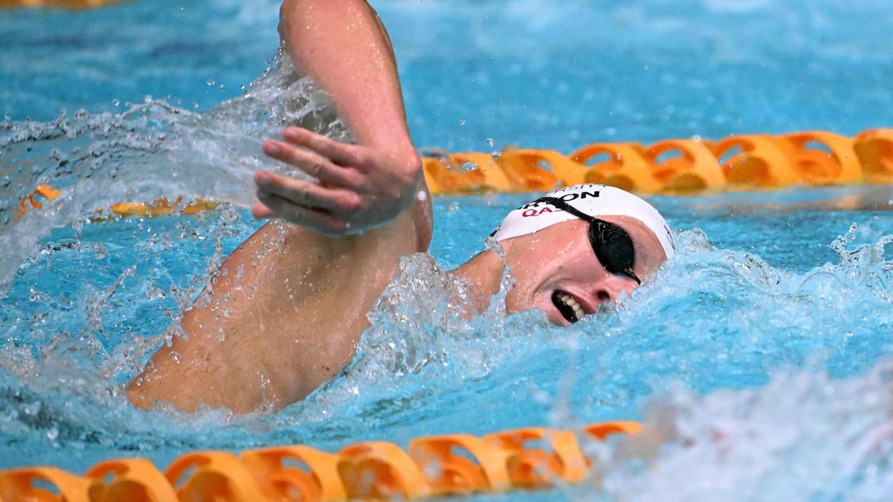 Mack Horton competing in the men's 200m freestyle swimming event at the 2023 Australian World Championship Trials earlier this year. Picture: William WEST / AFP