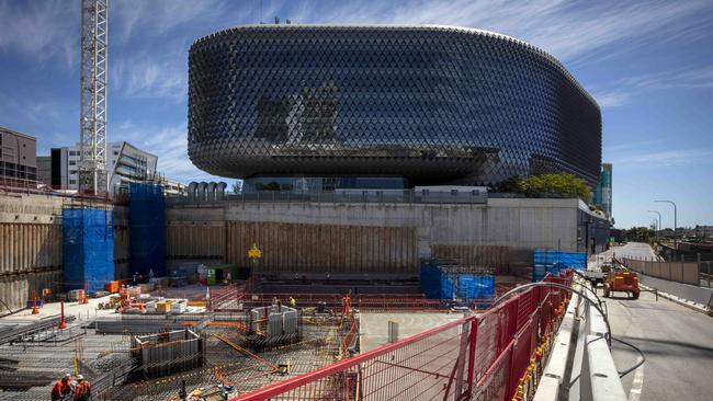 Site shots and workers at SAHMRI 2, the Bragg Centre where a huge bunker to house the Proton Therapy unit has just been completed. Picture Emma Brasier.