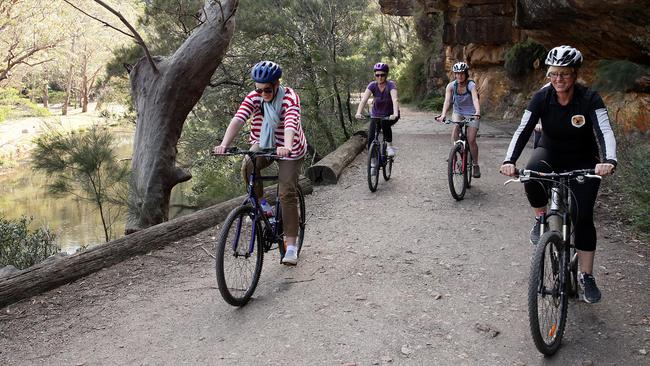 Melissa Matheson, Julie Peterson, Lucy Farrier and Sue Aston-Metham riding on Lady Carrington Drive.