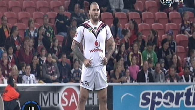 Warriors forward Russell Packer urinates on the field. 