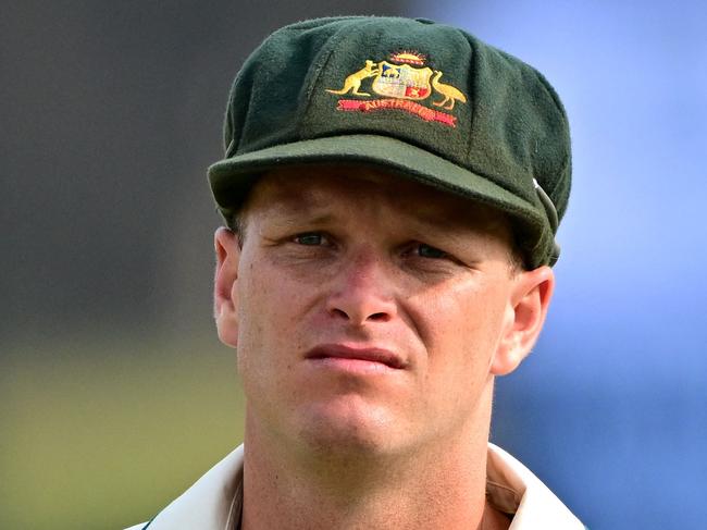 Australia's Matthew Kuhnemann looks on during the third day of the second Test cricket match between Sri Lanka and Australia at the Galle International Cricket Stadium in Galle on February 8, 2025. (Photo by Ishara S. KODIKARA / AFP)