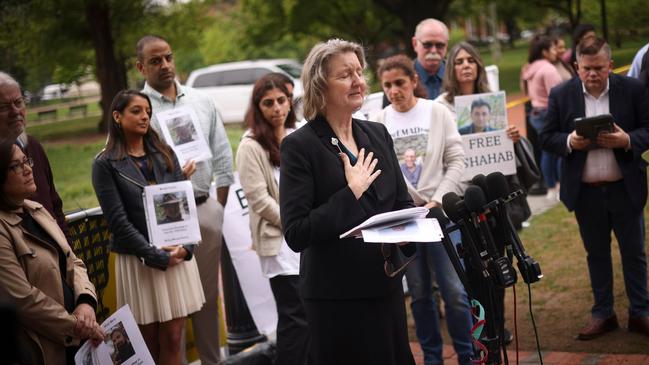 Whelan’s sister Elizabeth Whelan speaks during the 2022 launch of a campaign to bring home wrongfully detained Americans from around the world. Picture: Win McNamee/Getty Images