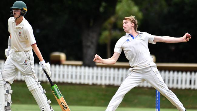 Nudgee College bowler Jackson Andrews. Picture, John Gass