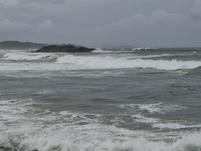 Big swells at Coffs Harbour's North Wall ahead of Cyclone Alfred. Picture: Toni Moon