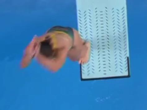 Screen grab of Maddison Keeney and Anabelle Smith of Team Australia competing in the Women's Synchronised 3m Springboard Final on day one of the Olympic Games Paris 2024. They had a bad dive and lost the bronze medal. Picture: HBOMAX