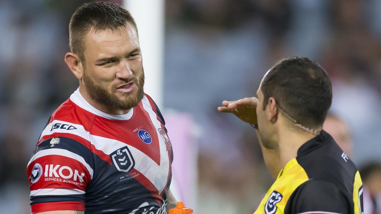 Jared Waerea-Hargreaves is facing a week on the sidelined for a high shot on Rabbitohs forward Liam Knight. (AAP Image/Craig Golding)