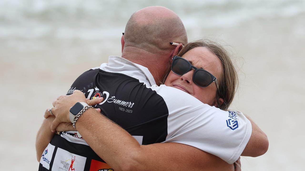 Friend and family of Charlize Zmuda at Woorim beach, Bribe Island. Picture: Liam Kidston