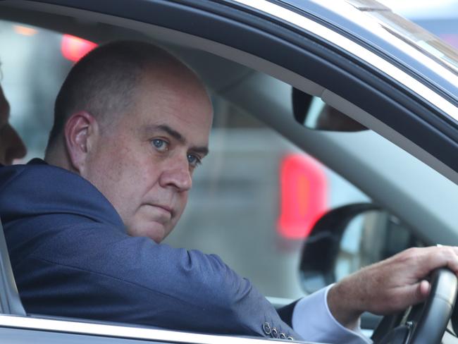 22/8/24: The ABCÃ¢â¬â¢s Managing Director David Anderson leaves the Ultimo HQ with head of Communications, Nick Leys after announcing that he is stepping down from the role. John Feder/The Australian.