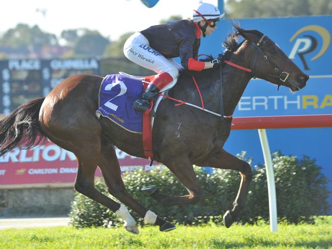 Gun Apprentice Lucy Warwick steers home Wink And A Nod for her father Justin.