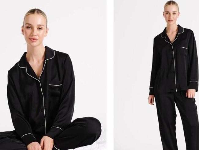 Chloe & Lolo Basics Long Sleeve Satin Pyjamas. Picture: Myer