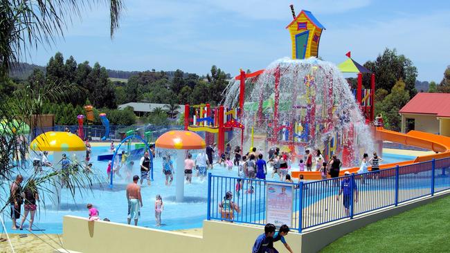 Wacky Waters water playground at Funfields in Whittlesea.