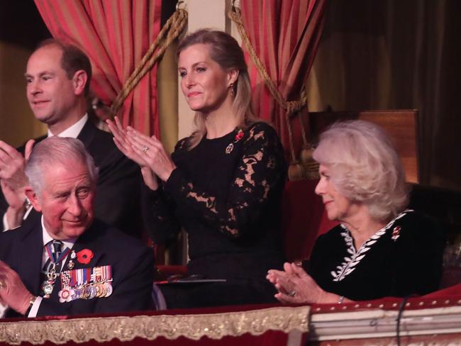 At the back is Prince Edward, Earl of Wessex, Sophie, Countess of Wessex, with Prince Charles and Camilla, Duchess of Cornwall. Picture: Chris Jackson/Getty Images