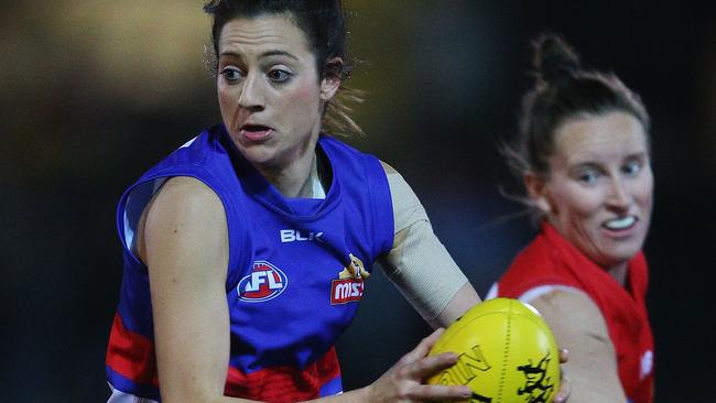 Steph Chiocci captained Western Bulldogs in the women’s exhibition series. Picture: Getty